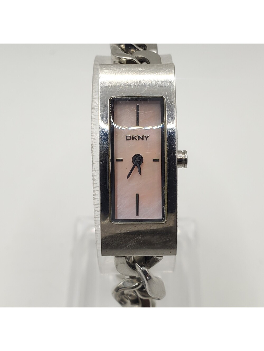 DKNY Women NY-3323 MOP Pink Dial Silver Tone Analog 13mm Watch New Battery